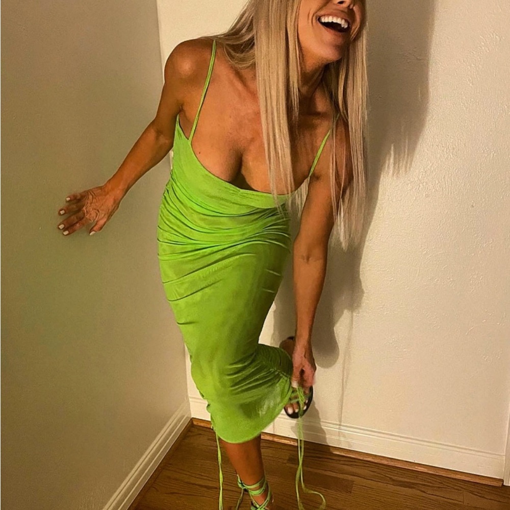 Neon Green Prisca Vera Adjustable Dress